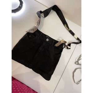 Handmade Jean scarf purse eagle black